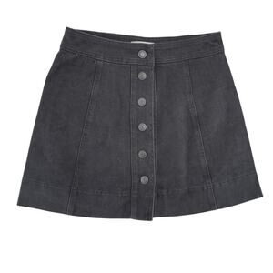 Madewell Denim Mini Skirt Black Wash Button Front A-Line Size 0